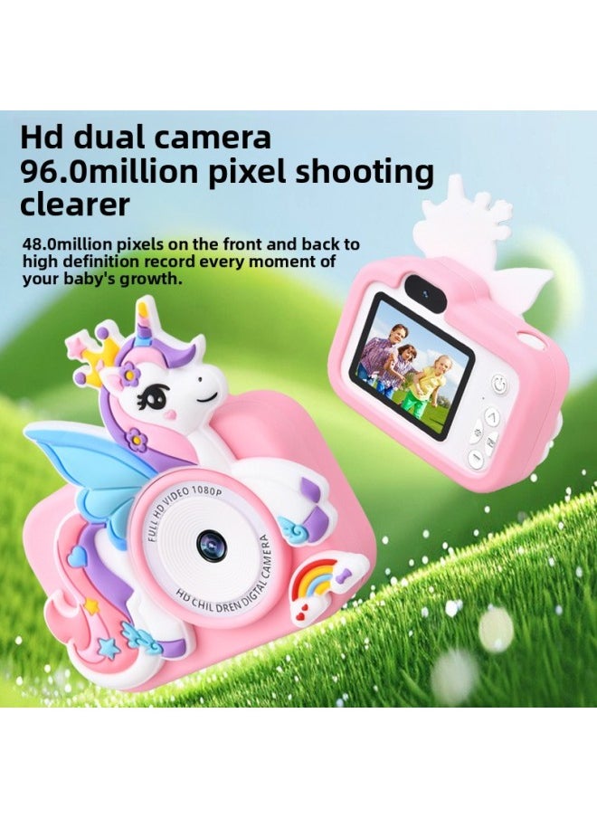 Y8 HD Children Digital Camera Student Party Photo Video Recorder Game Children SLR HD Camera Toy-Color:Light Purple (without Memory Card + Card Reader)  - Image 2