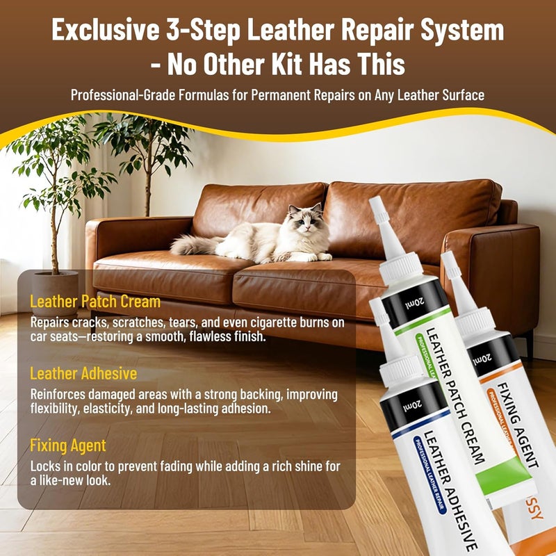 Kenbry Leather Repair Kit, Vinyl Repair Kit for Car Seat, Couch & Furniture, Leather Filler & Scratch Repair for Auto Interior, Leather & Vinyl Restoration - Image 3