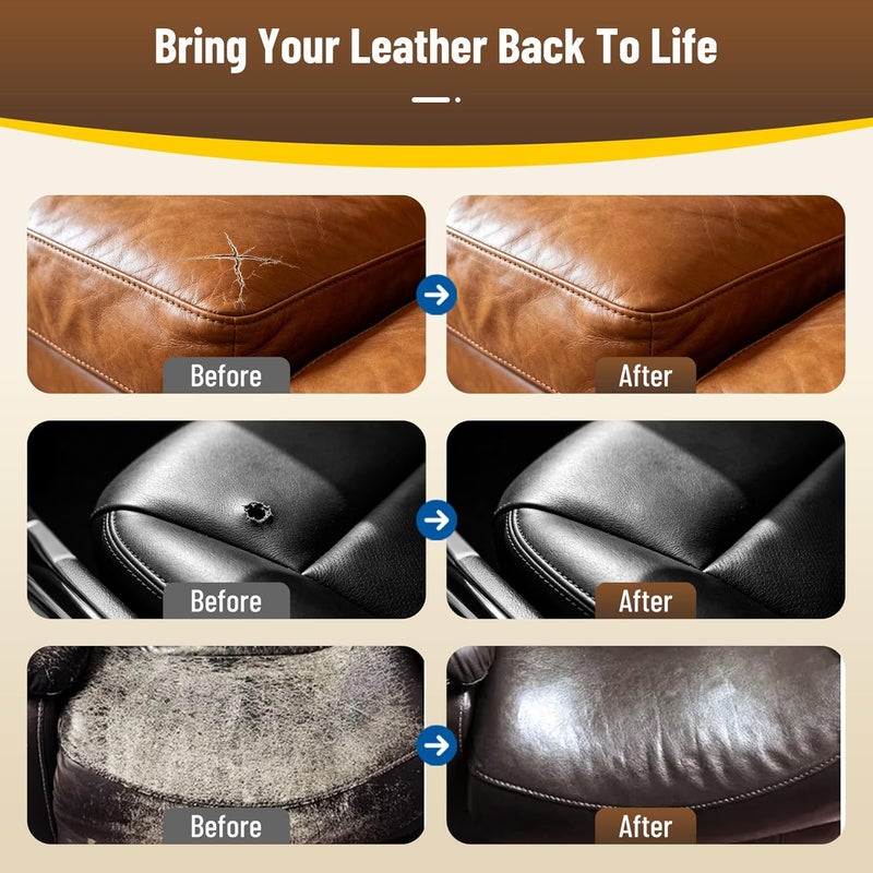 Kenbry Leather Repair Kit, Vinyl Repair Kit for Car Seat, Couch & Furniture, Leather Filler & Scratch Repair for Auto Interior, Leather & Vinyl Restoration - Image 4