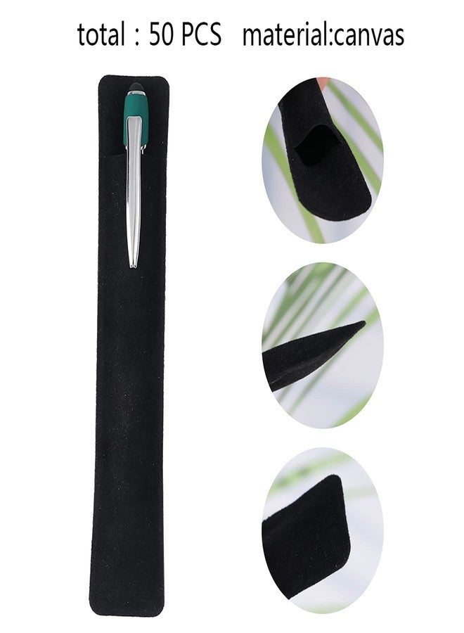 OBANGONG 50 Pcs Velvet Pen Pouch Sleeve Holder Single Pen Bag Holder Pencil Bag Case for School,Office-Black - Image 3