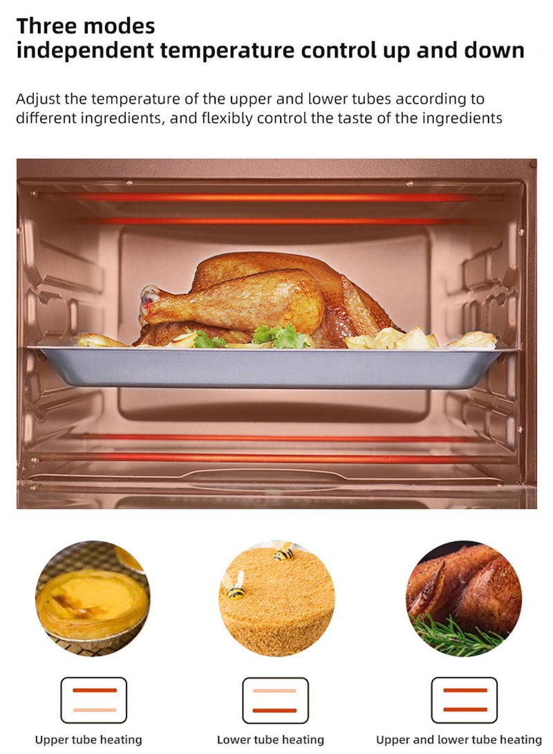 Bolivia's 22 Liter Electric Oven,  Adjustable Temperature (100-250°C), 60-Min Timer with Bell Ring, 3 Heating Stages, Durable Stainless Steel Heating Elements, Indication Light 22 L 1500 W - Image 3