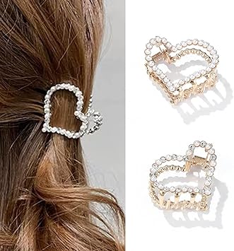 Runmi Pearl Hair Claw Clips Gold Hair Clips Crystal Hair Claws Metal Hair Accessories for Women and Girls - Image 1