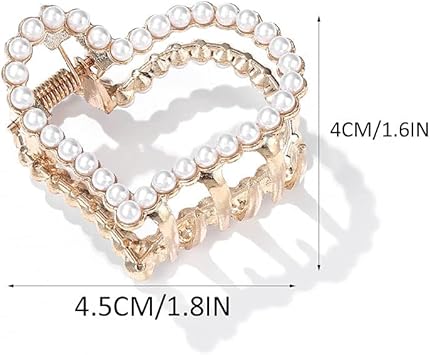 Runmi Pearl Hair Claw Clips Gold Hair Clips Crystal Hair Claws Metal Hair Accessories for Women and Girls - Image 3