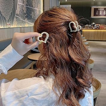 Runmi Pearl Hair Claw Clips Gold Hair Clips Crystal Hair Claws Metal Hair Accessories for Women and Girls - Image 4