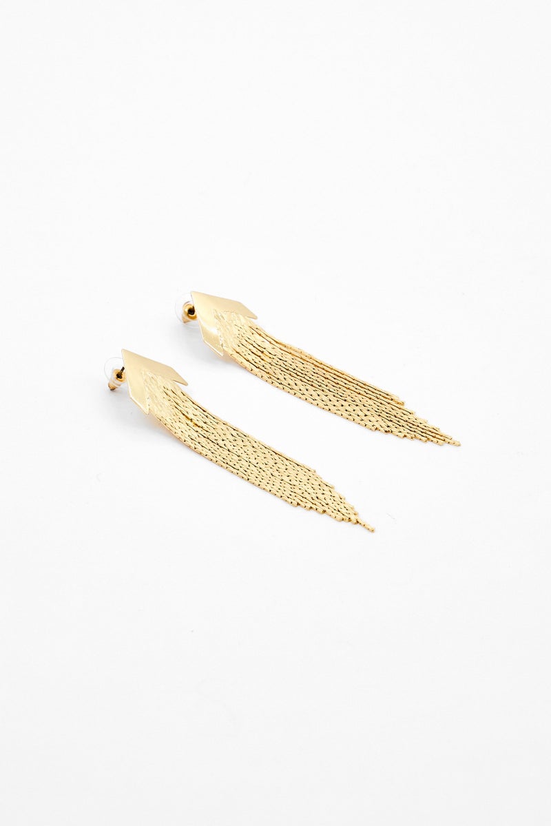 Badgley Mischka Women Arrow Chain Fringe Earrings, Gold - Image 2