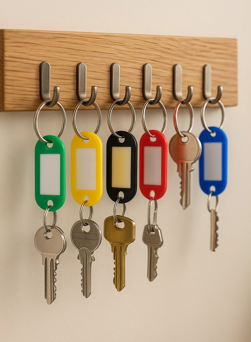 مجموعة 50 قطعة من ميداليات مفاتيح بلاستيكية ملونة مع بطاقة اسم لتحديد المفاتيح وتنظيمها - Image 2