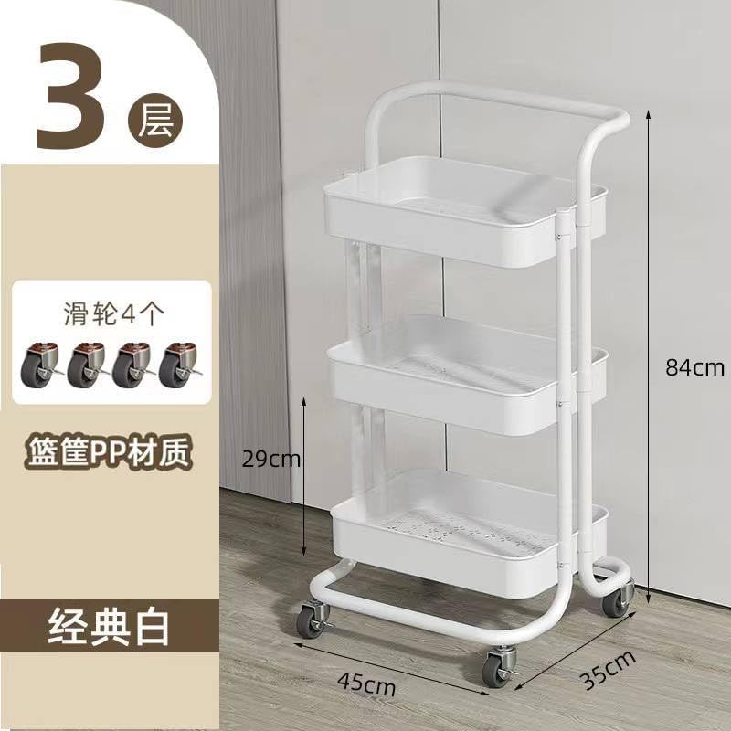 Kitchen Trolley on Wheels, Multi-Purpose Organizer Rack, Multi-Purpose Organizer Rack, Serving Trolley on Wheels for Office, Bathroom and Kitchen 85 x 42 x 35 cm (Pink) - Image 4