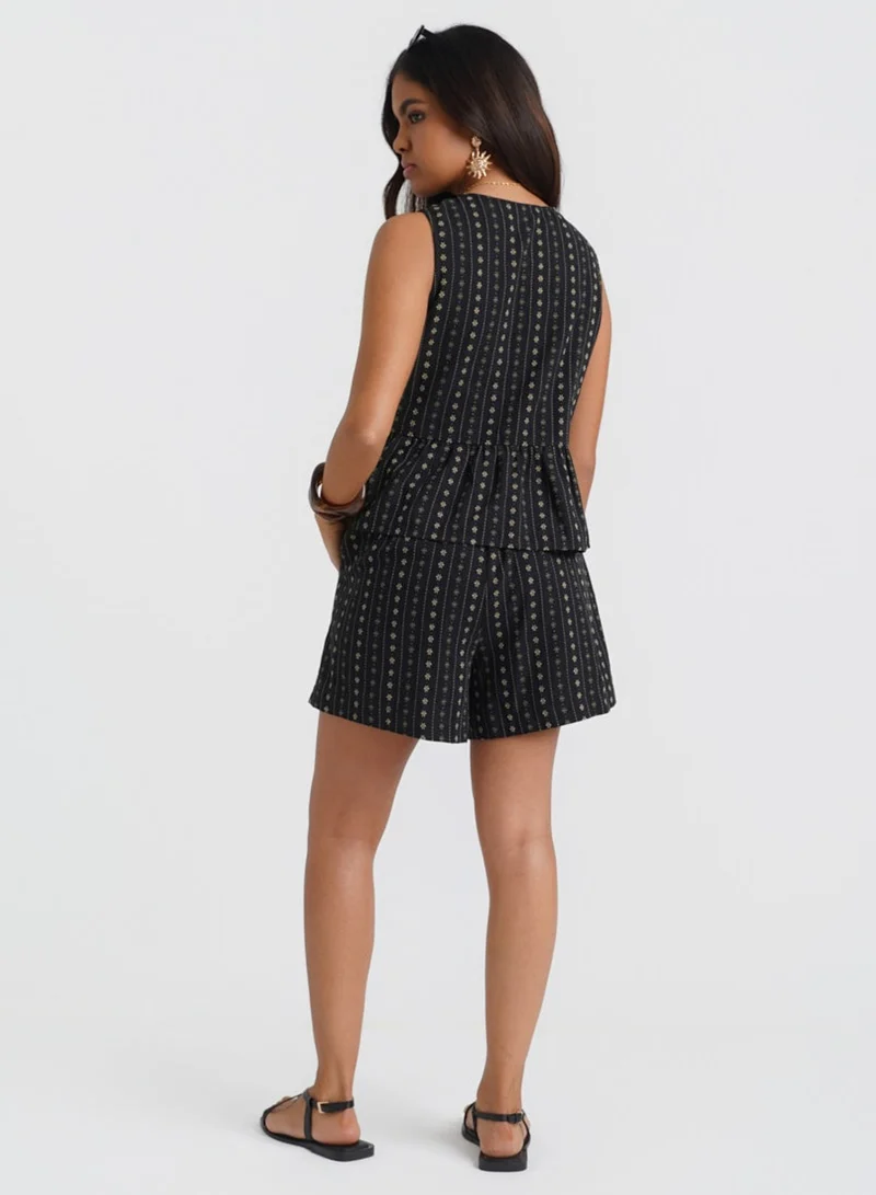 Needs No Label  Black Floral Relaxed Co-ord Shorts for Women | Best Price UAE