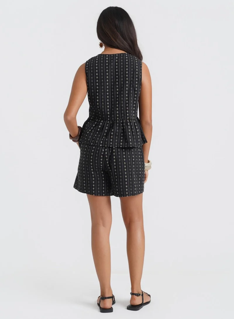 Needs No Label  Black Floral Relaxed Co-ord Shorts for Women | Best Price UAE