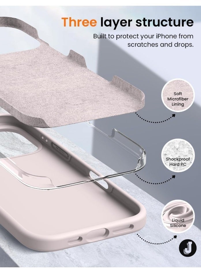JAJEEK Grey Pink Silky Soft Touch Case for iPhone 16 Pro Max – Premium Liquid Silicone Protective Bumper - Image 5