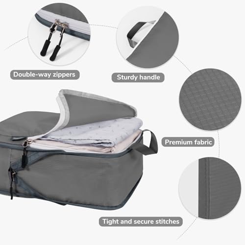 CherryNow Compression Packing Cubes, 7 Set Packing Cubes Compression, Travel Essentials, Travel Organizer for Shoes, Clothing, Grey - Image 4