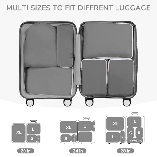 CherryNow Compression Packing Cubes, 7 Set Packing Cubes Compression, Travel Essentials, Travel Organizer for Shoes, Clothing, Grey - Image 5