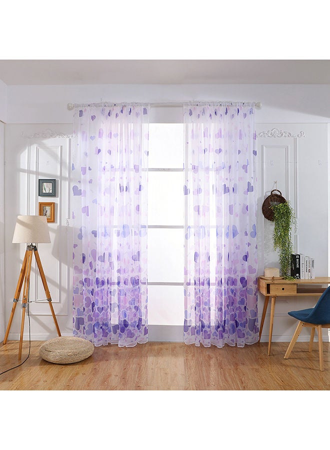 NIBEMINENT Heart Shaped Pattern Window Curtain Purple 200 x 100cm - Image 2