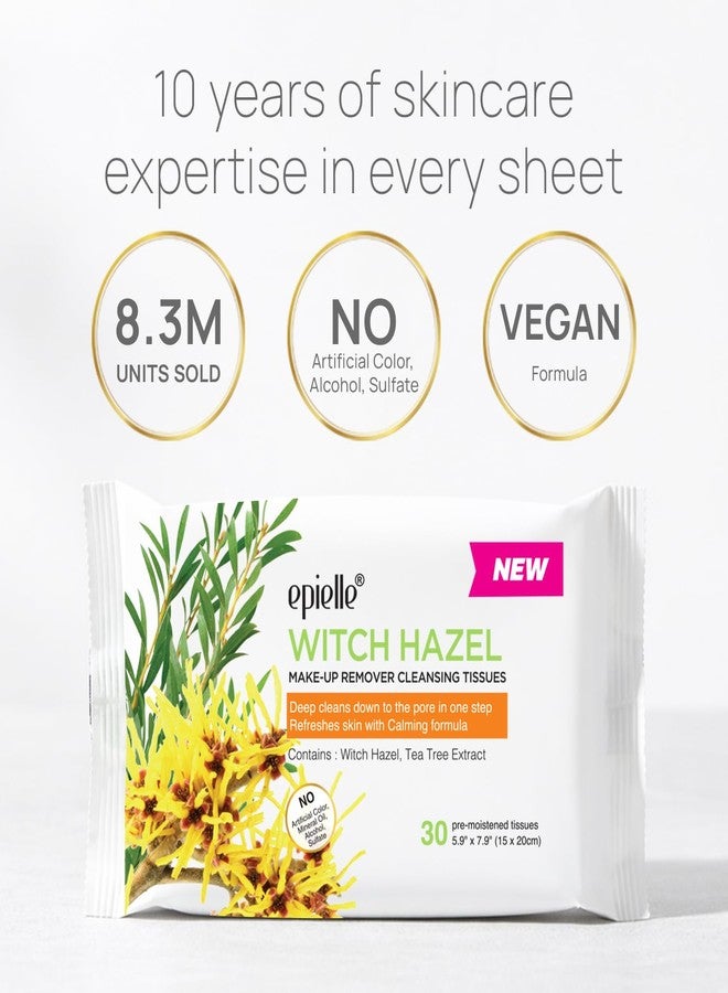 Epielle Makeup Remover Wipes, Remove Dirt, Oil, Waterproof Mascara, Gentle Daily Facial Cleanser Towelettes with Witch Hazel, Cica & Green Tea, Stocking Stuffers, 30 Count (Pack of 6 - Image 3
