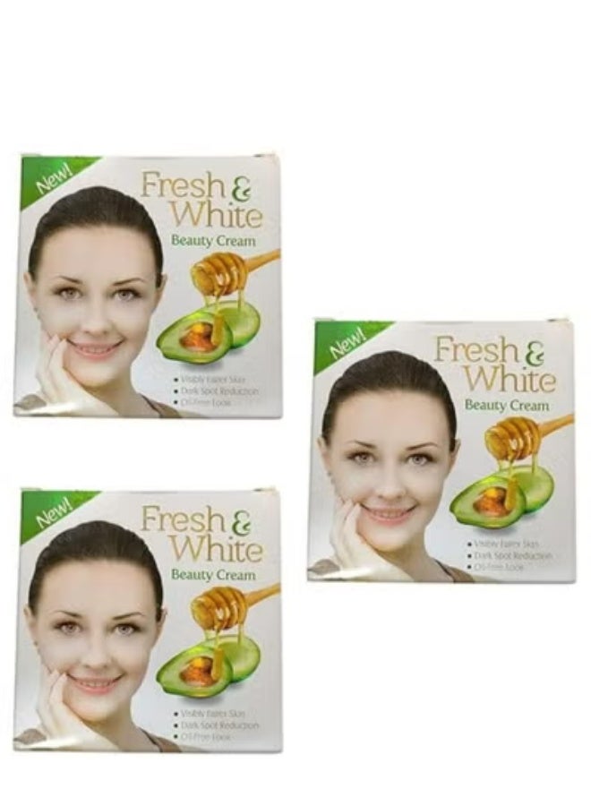 fresh & white Beauty Cream For Whitening Face & Body With Avocado & Honey 30 g 3 Pcs