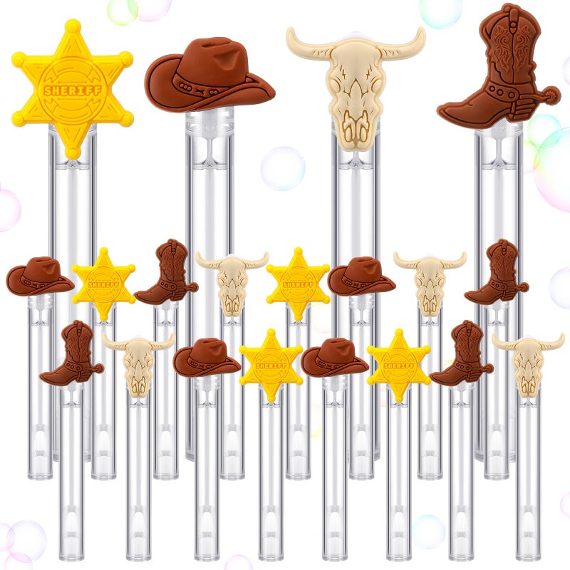 Civaner 36pcs Western Cowboy Party Bubble Wands Bubble Mini Wands Tube Bulk Theme Maker Gifts Goody Bag Stuffers Birthday Crafts - Image 3