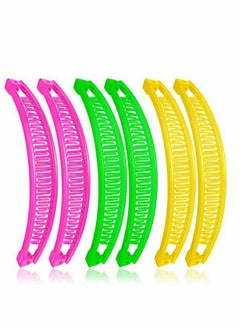 Y&D Clincher Combs, 6 Pieces Banana Combs Clip Grip Fishtail Fish Shape Girls Long Women Clamp Accessory(Yellow, Rose Red, Green)  - Image 1