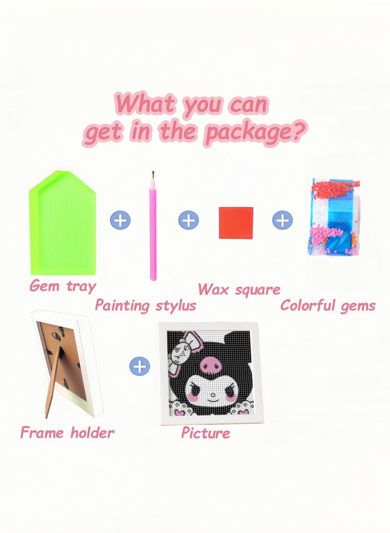 Kids DIY Diamond Art Set with Wooden Frame, Easy 5D Diamond Art Painting Set, Mini Diamond Art Painting for Home Wall Desktop Decoration (6.69x6.69 Inch)  - Image 5