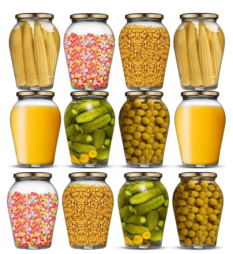 Golden Bird Golden Bird 1000ml Matka Shape Glass Jar and Container For Storage Containers with Airtight Lid (12) - Image 1