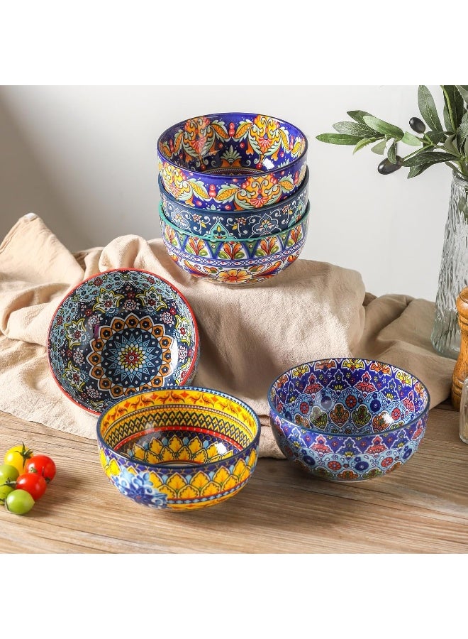 Glowworm Dinnerware Sets for 6 18 Pieces Plates and Bowls Set Ceramic Dishes Set for 6 Oven Microwave Dishwasher Safe Scratch Resistant Bohemian - Image 4