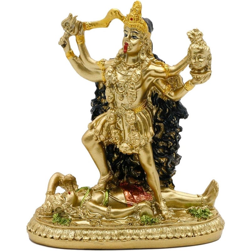 alikiki Antique Gold Hindu God Kali Statue – Indian Idol Murti Pooja Item Kali Maa Figurine Home Temple Mandir Decor Religion Puja Decoration Item - Image 1