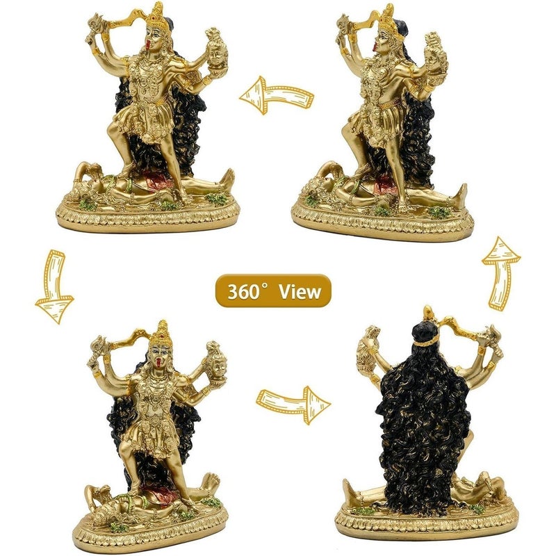 alikiki Antique Gold Hindu God Kali Statue – Indian Idol Murti Pooja Item Kali Maa Figurine Home Temple Mandir Decor Religion Puja Decoration Item - Image 2
