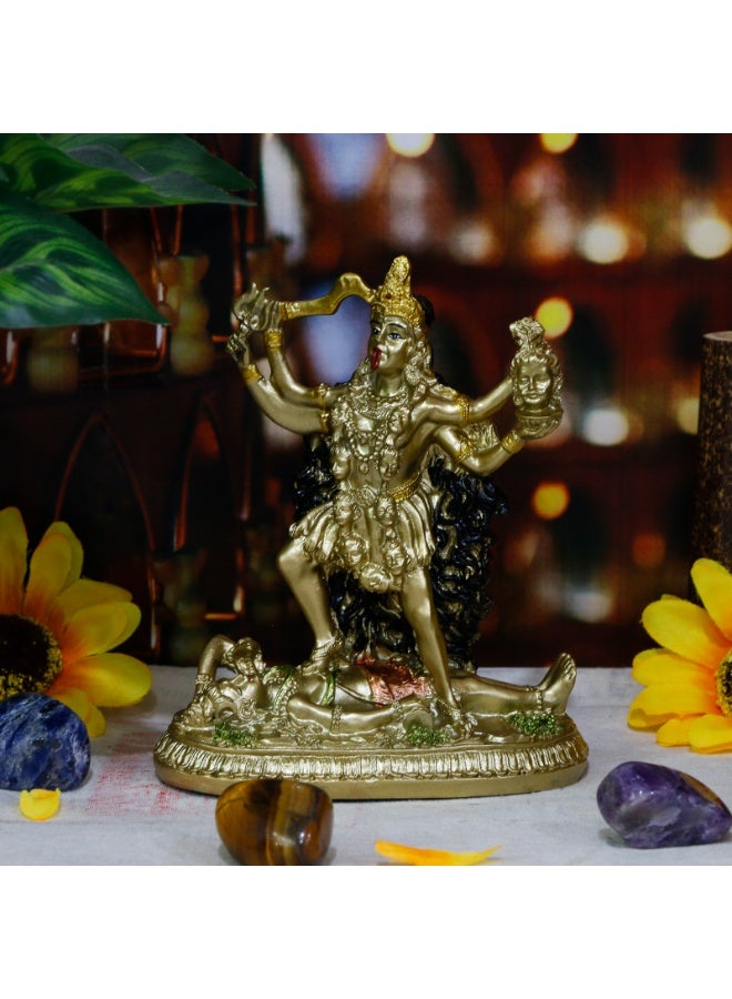 alikiki Antique Gold Hindu God Kali Statue – Indian Idol Murti Pooja Item Kali Maa Figurine Home Temple Mandir Decor Religion Puja Decoration Item - Image 4
