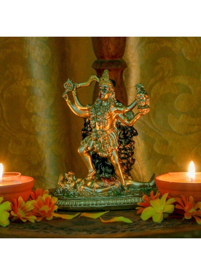 alikiki Antique Gold Hindu God Kali Statue – Indian Idol Murti Pooja Item Kali Maa Figurine Home Temple Mandir Decor Religion Puja Decoration Item - Image 5