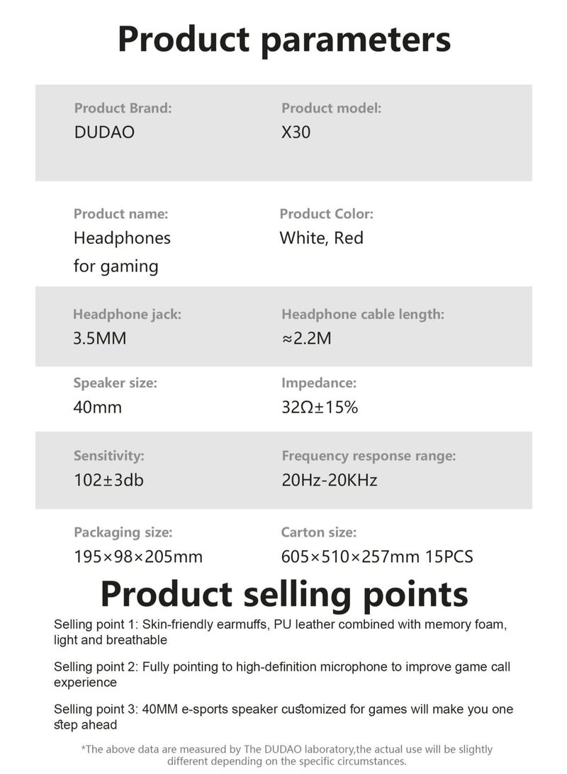 DUDAO X30-R 3.5MM GAME HEADPHONE RED - Image 3