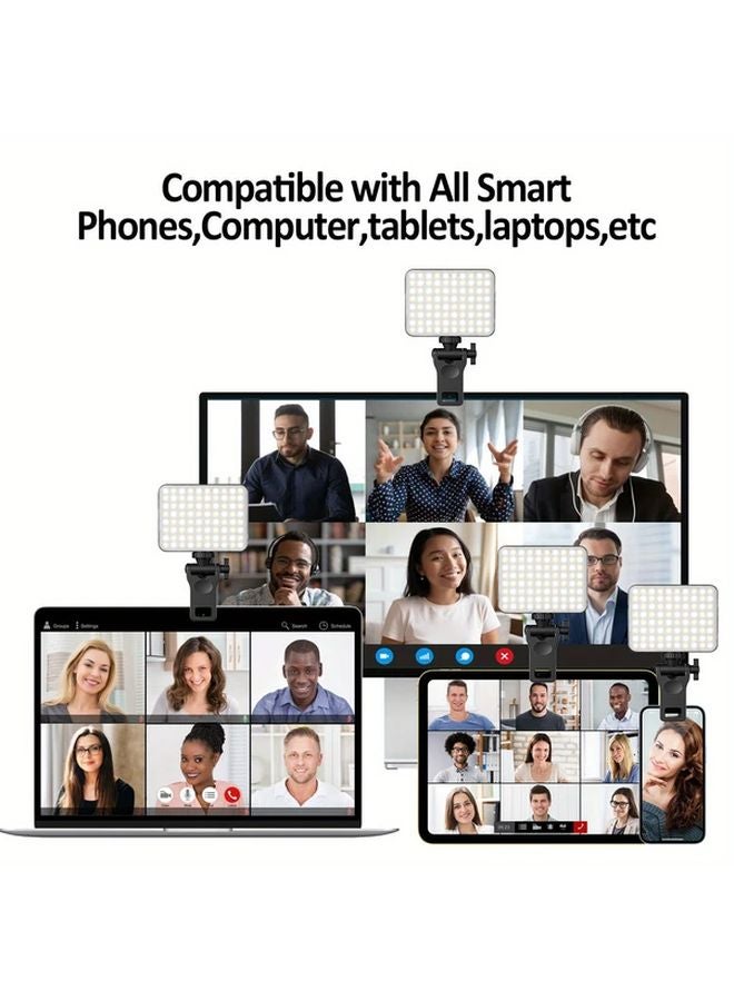 ضوء سيلفي أسود قابل لإعادة الشحن مع حامل هاتف وإضاءة LED قابلة للتعديل عبر USB - Image 4