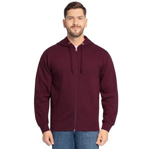 Fruit of the Loom Men's Eversoft Fleece Sweatshirts & Hoodies, Moisture Wicking & Breathable, Sizes S-4X, Full Zip-Maroon, X-Large - Image 1
