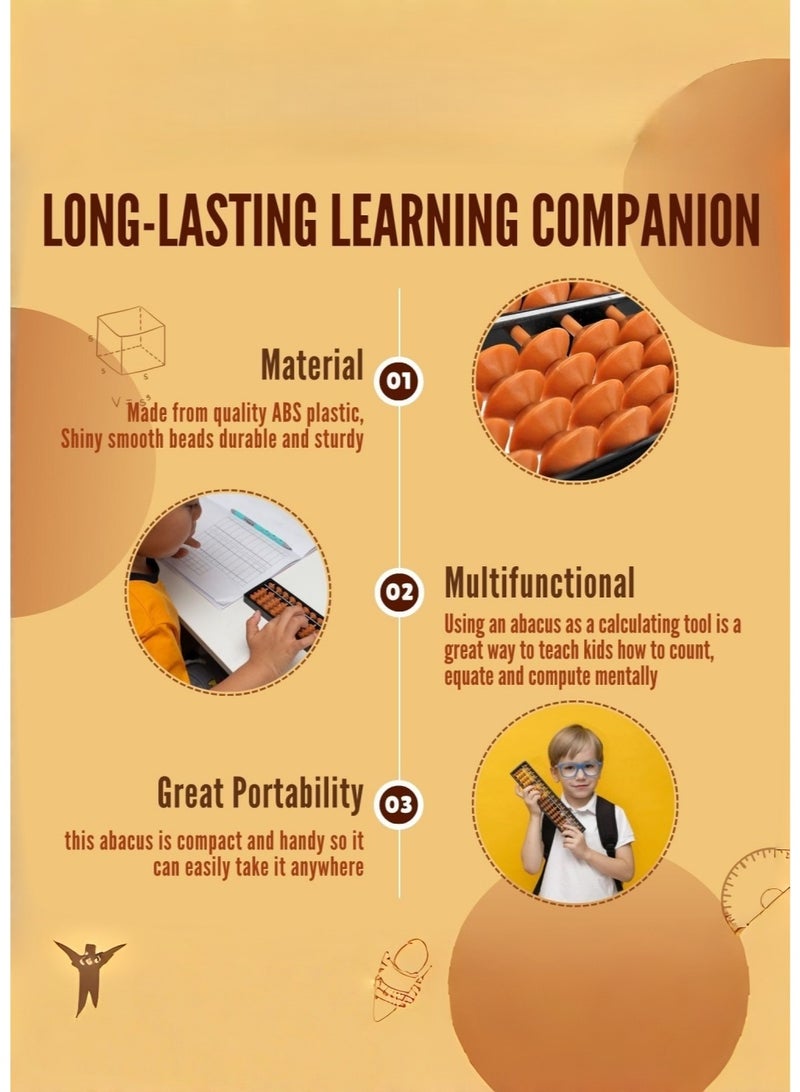 JoyousSto Soroban Abacus for Adults & Kids,Digit Standard Abacus 10.5 Inches ,5 Beads 17 Rod Soroban Calculator,Portable Calculating Device for Beginners & Professional - Image 3