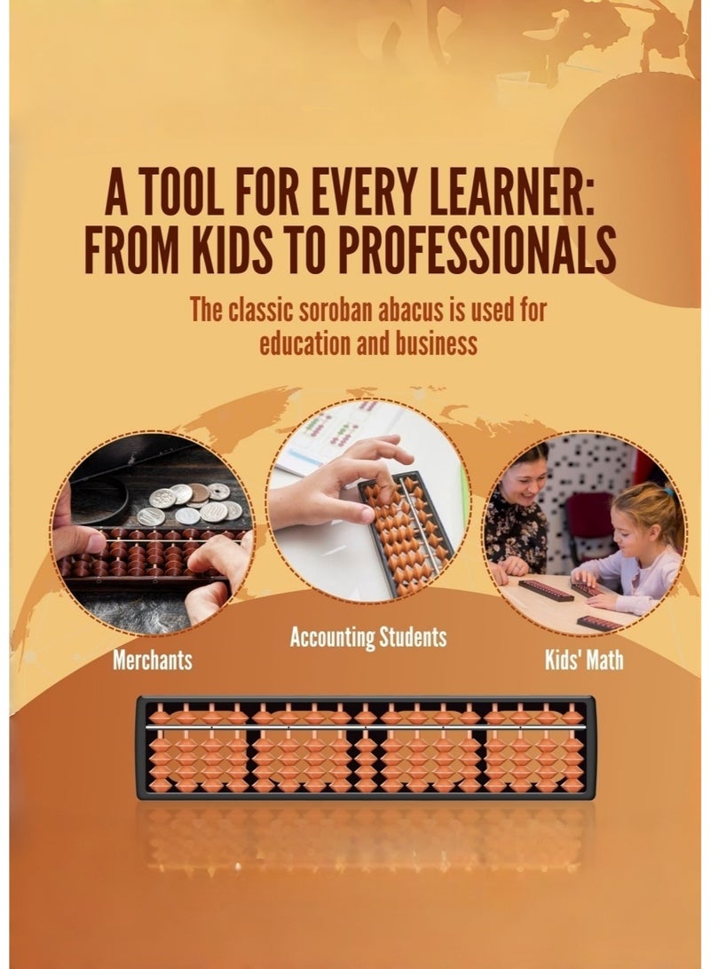 JoyousSto Soroban Abacus for Adults & Kids,Digit Standard Abacus 10.5 Inches ,5 Beads 17 Rod Soroban Calculator,Portable Calculating Device for Beginners & Professional - Image 2