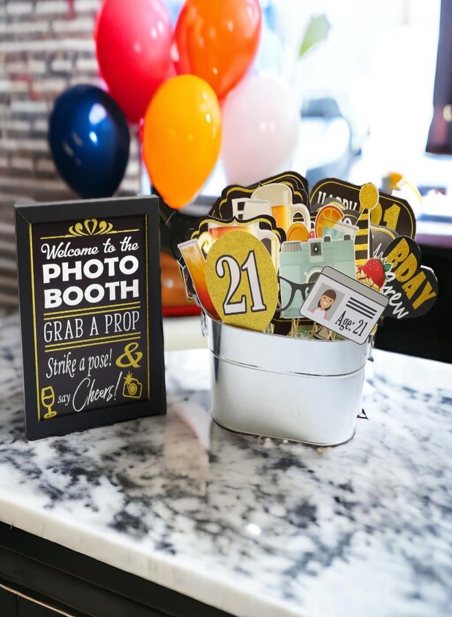Outside The Booth 21st Birthday Photo Booth Props - 41-pc Photo Booth Kit with 8 x 10-Inch Sign, 60 Adhesive Pads, 45 Sticks - Photo Booth 21st Birthday Props - 21st Photo Booth Props - Image 5