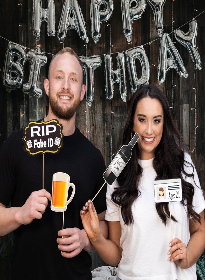Outside The Booth 21st Birthday Photo Booth Props - 41-pc Photo Booth Kit with 8 x 10-Inch Sign, 60 Adhesive Pads, 45 Sticks - Photo Booth 21st Birthday Props - 21st Photo Booth Props - Image 4