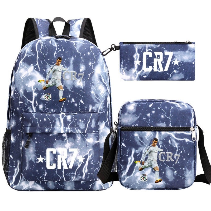 Ronaldo Printed Student Backpack Set with USB Charging Port - Image 1
