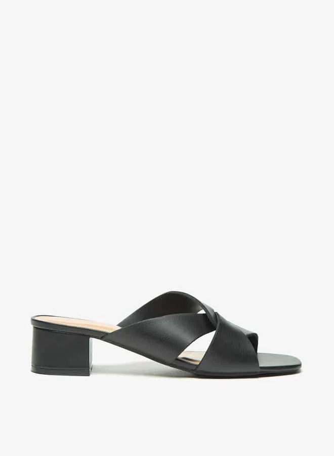 Celeste Women's Solid Slip-On Sandals with Block Heels