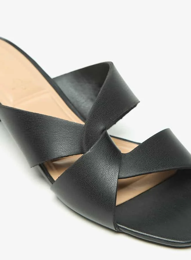 Celeste Women's Solid Slip-On Sandals with Block Heels