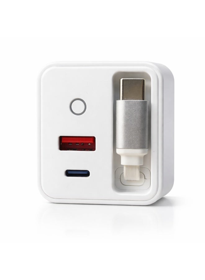 Smartbarry 80W GaN Super Fast Charger with Built-in Retractable Type-C Cable - Universal 3-Port PD/PPS Power Adapter - Image 1