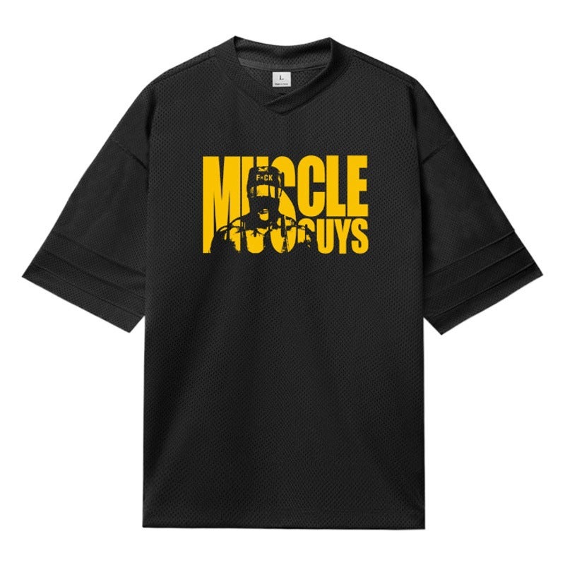 Summer Fitness Sports plus size T-shirt loose short sleeve men''s running half sleeve quick-drying muscle training large mesh - Image 2