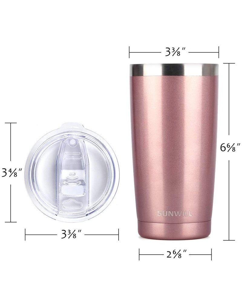 SUNWILL SUNWILL Coffee Mug Set of 2  Insulated Tumbler with Lid 20 oz  Stainless Steel Travel Mug (Rose Gold & Cool Grey) Vacuum Double Wall  Thermal Cup with Spill Proof Sliding Lid  - Image 3