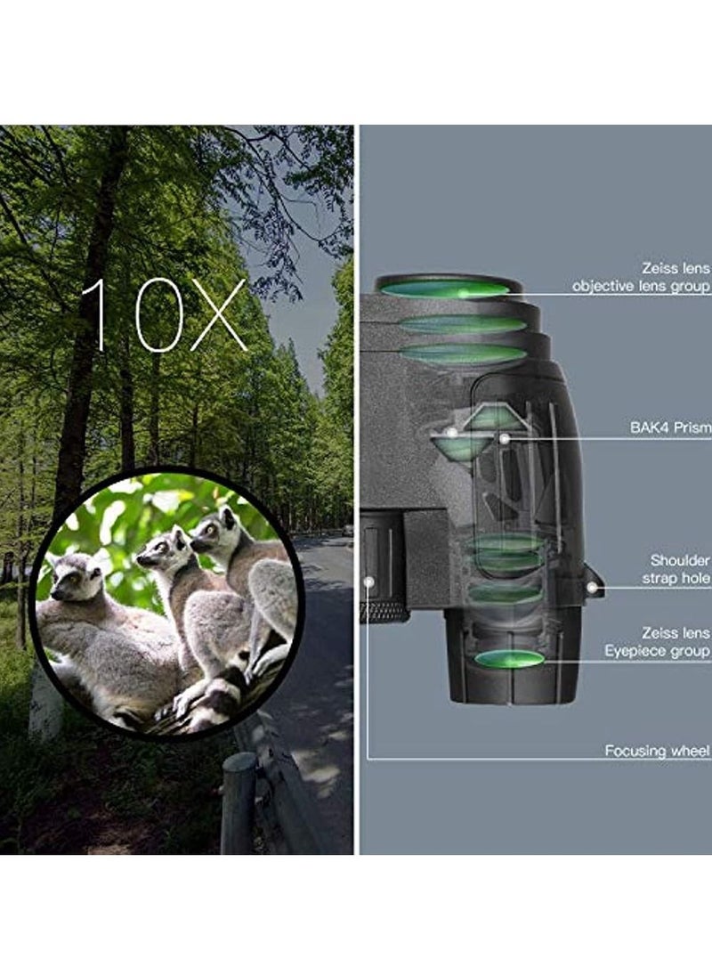 Generic - 10X25 Small Compact Lightweight Binoculars For Adults Kids Bird Watching Traveling Hiking Wildlife Watching Clear View Easy To Focus Pocket Folding Binoculars For Opera - Image 1