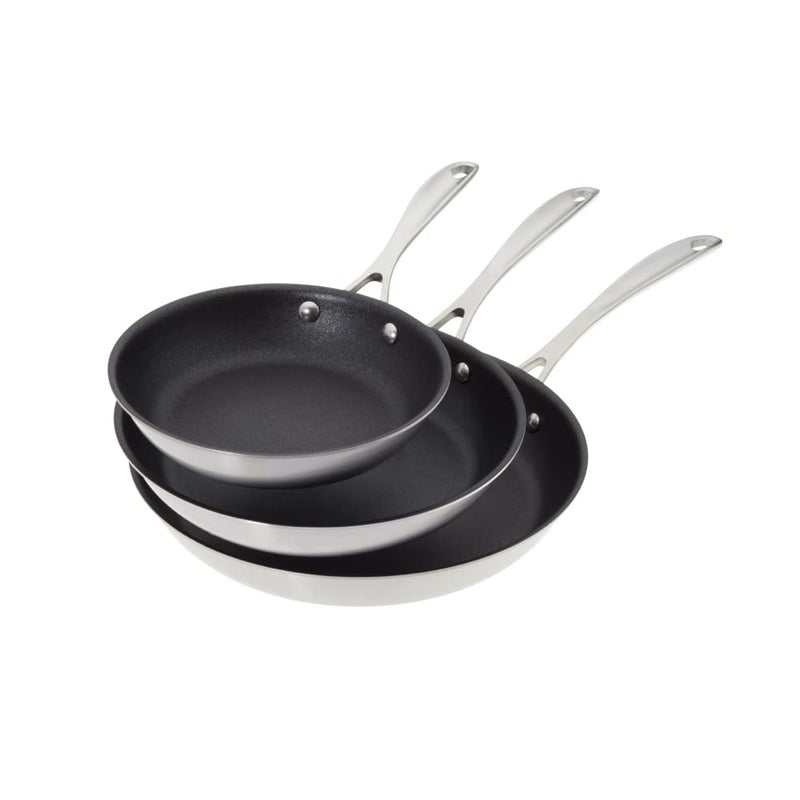 American Kitchen American Kitchen  3piece Premium Nonstick Skillet  Frying Pan Set Includes 8 inch 10 inch 12 inch Stainless Steel Durable Coating Made In America 