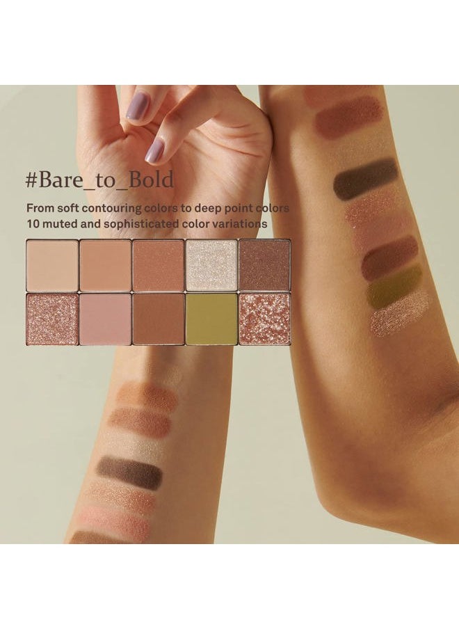 HINCE - New Depth Eyeshadow Palette #Like a Scene - 10 Colors Eyeshadow Palette, Soft Beige and Muted Green, Highly-Pigmented, Nudes Warm Eye Makeup, Matte, Shimmer, Glitters for Perfect Eye Makeup - Image 1