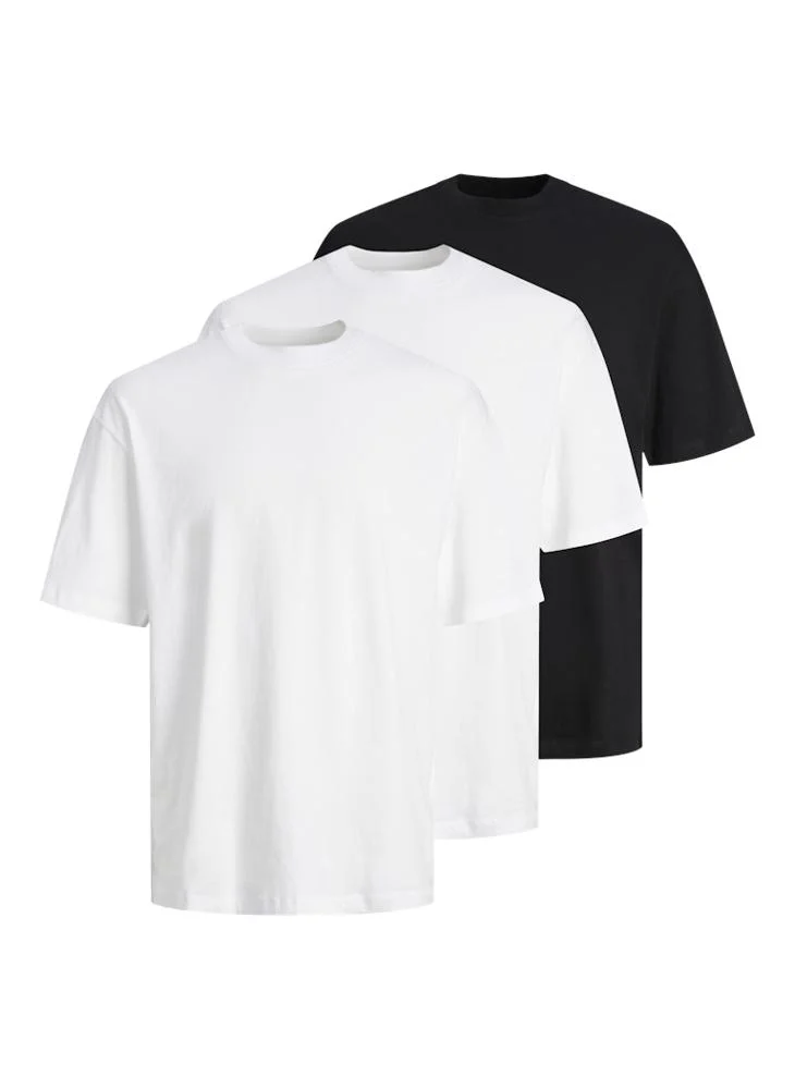 JACK & JONES 3 Pack JJHUGO Loose Crew Neck T-Shirt