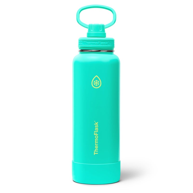 ThermoFlask 40 oz Double Wall Vacuum Insulated Stainless Steel Water Bottle with Spout Lid, Screamin' Green - Image 1
