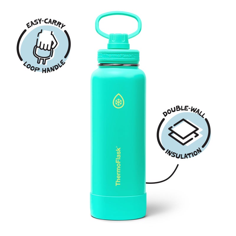 ThermoFlask 40 oz Double Wall Vacuum Insulated Stainless Steel Water Bottle with Spout Lid, Screamin' Green - Image 2