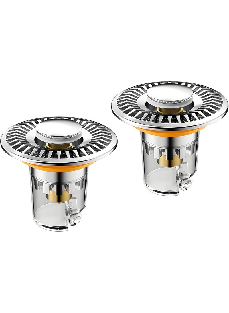 مصفاة وسدادة حوض الحمام – سدادة منبثقة مع قلب نحاسي، مصيدة شعر من الفولاذ المقاوم للصدأ، مانعة للتسرب ومضادة للروائح، مناسبة لمعظم الأحواض - Image 1