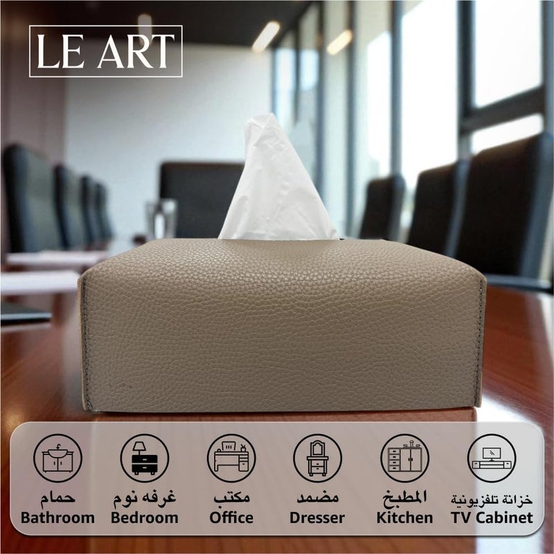 لي آرت LEART غطاء علبة المناديل الجلدي – حامل علبة مناديل أنيق للمكتب والسيارة والفندق وديكور المنزل | غرفة المعيشة وغرفة النوم والحمام | حامل المناديل الوجهية، حامل علبة المناديل للسيارة (موكا) - Image 5