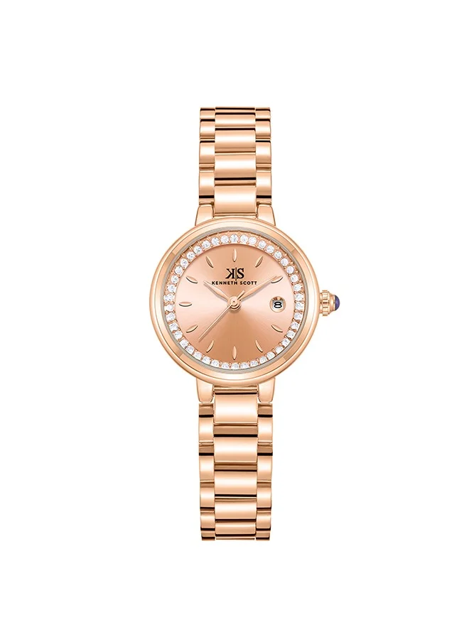 كينيث سكوت Kenneth Scott K23542-RBKK Women Analog Display Watch & Solid Stainless Steel Strap Rose Gold